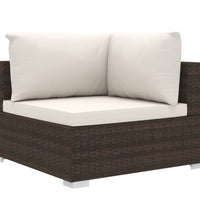 8-tlg. Garten-Lounge-Set mit Auflagen Poly Rattan Braun