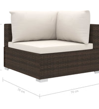 8-tlg. Garten-Lounge-Set mit Auflagen Poly Rattan Braun