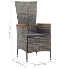 7-tlg. Garten-Essgruppe mit Kissen Poly-Rattan Grau