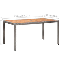 7-tlg. Garten-Essgruppe mit Kissen Poly-Rattan Grau