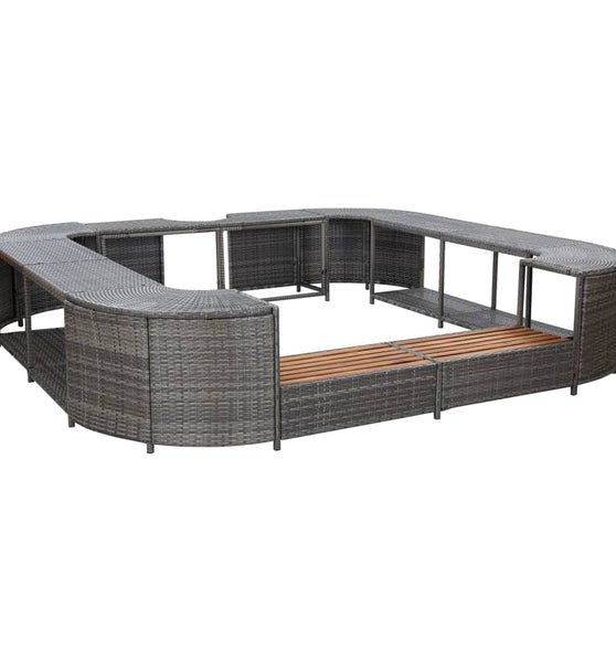 Whirlpool-Umrandung Quadratisch Grau 268x268x55 cm Poly Rattan