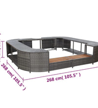 Whirlpool-Umrandung Quadratisch Grau 268x268x55 cm Poly Rattan