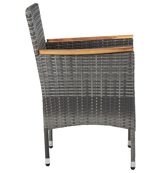 Garten-Essstühle 2 Stk. Poly Rattan Grau