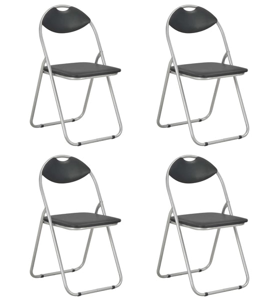 Klappbare Esszimmerstühle 4 Stk. Schwarz Kunstleder