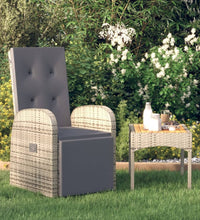 Garten-Liegestuhl mit Auflage Poly Rattan Grau