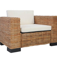 2-tlg. Sofagarnitur mit Auflagen Natur Rattan