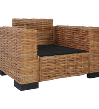 2-tlg. Sofagarnitur mit Auflagen Natur Rattan