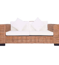2-tlg. Sofagarnitur mit Auflagen Natur Rattan