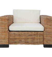 2-tlg. Sofagarnitur mit Auflagen Natur Rattan