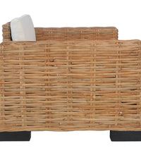 2-tlg. Sofagarnitur mit Auflagen Natur Rattan