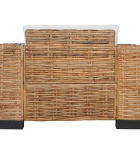 2-tlg. Sofagarnitur mit Auflagen Natur Rattan