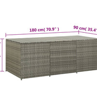 Gartenbox Poly Rattan 180x90x70 cm Grau