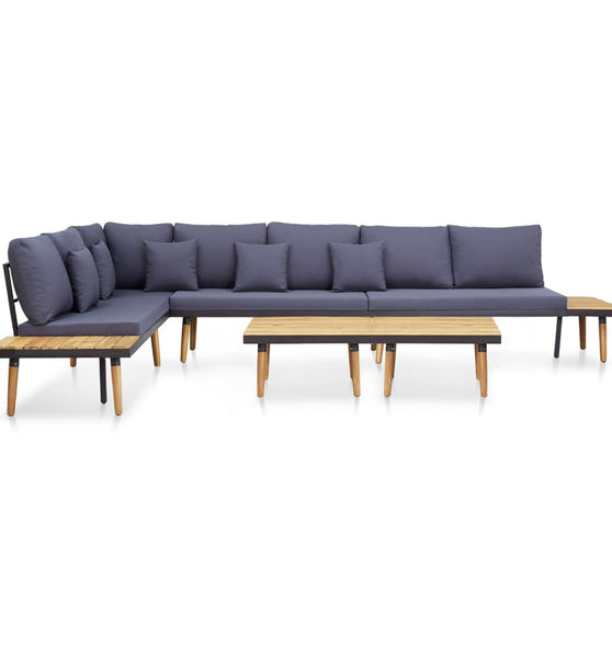 7-tlg. Garten-Lounge-Set mit Kissen Massivholz Akazie Braun