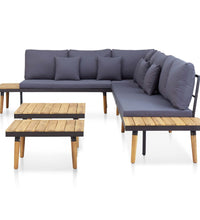 7-tlg. Garten-Lounge-Set mit Kissen Massivholz Akazie Braun