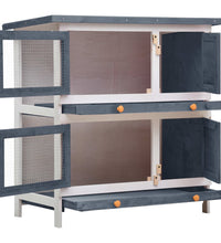 Kaninchenstall 4 Türen Grau Holz