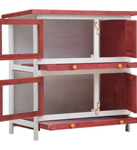 Kaninchenstall 4 Türen Rot Holz