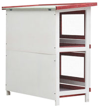 Kaninchenstall 4 Türen Rot Holz