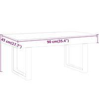 Couchtisch Hellbraun und Schwarz 90x45x40 cm MDF und Eisen