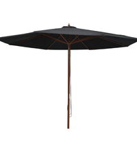 Sonnenschirm mit Holzmast 350 cm Schwarz
