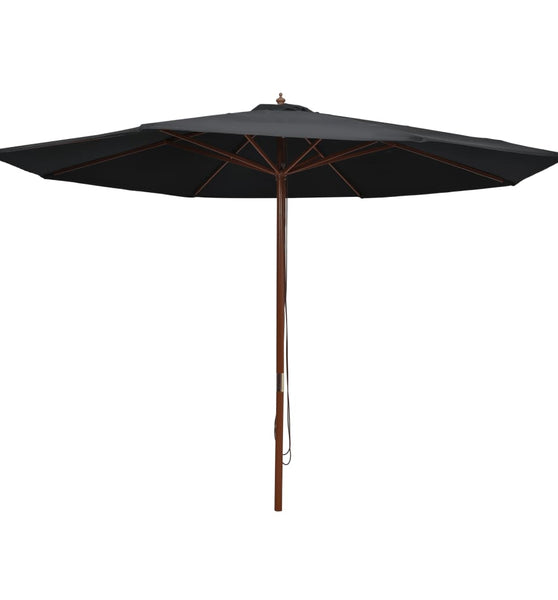Sonnenschirm mit Holzmast 350 cm Schwarz