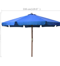 Sonnenschirm mit Holzmast 330 cm Azurblau