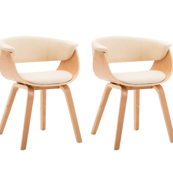 Esszimmerstühle 2 Stk. Creme Bugholz und Kunstleder