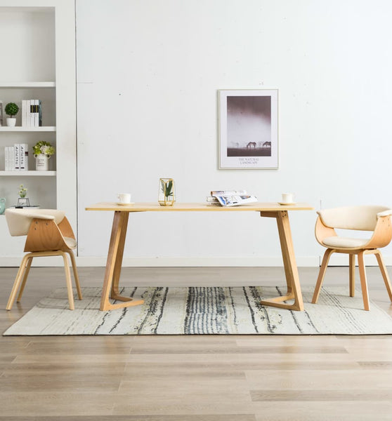 Esszimmerstühle 2 Stk. Creme Bugholz und Kunstleder