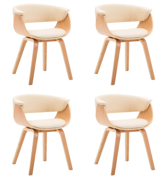 Esszimmerstühle 4 Stk. Creme Bugholz und Kunstleder