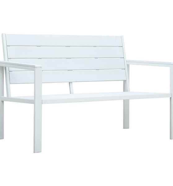 Gartenbank 120 cm HDPE Weiß Holz-Optik