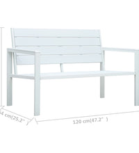 Gartenbank 120 cm HDPE Weiß Holz-Optik