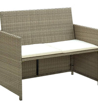 4-tlg. Garten-Lounge-Set mit Auflagen Beige Poly Rattan