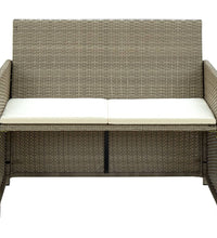 4-tlg. Garten-Lounge-Set mit Auflagen Beige Poly Rattan