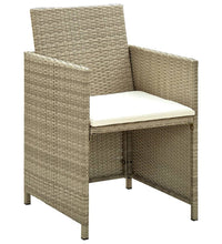 4-tlg. Garten-Lounge-Set mit Auflagen Beige Poly Rattan