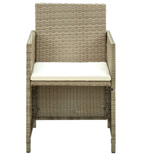 4-tlg. Garten-Lounge-Set mit Auflagen Beige Poly Rattan