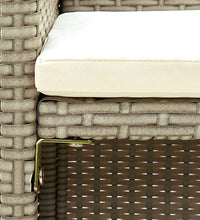 4-tlg. Garten-Lounge-Set mit Auflagen Beige Poly Rattan