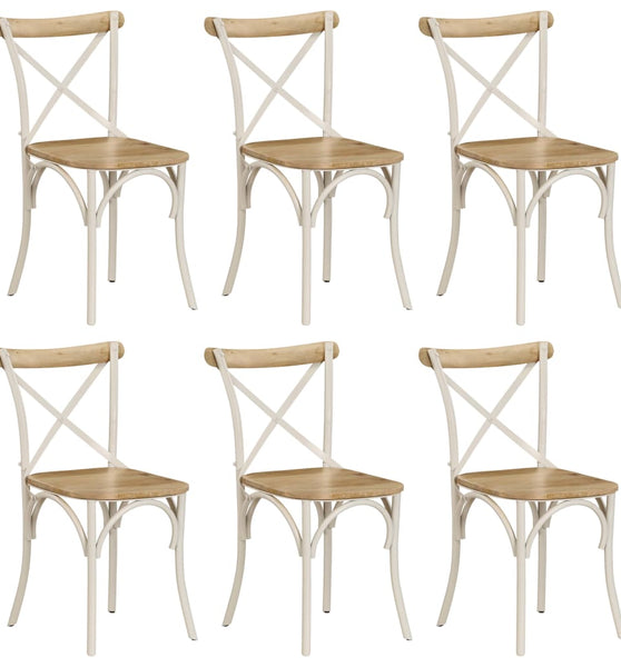 Esszimmerstühle 6 Stk. Weiß Mango-Massivholz