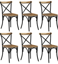 Esszimmerstühle 6 Stk. Schwarz Mango-Massivholz