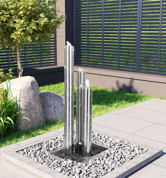 Gartenbrunnen Silbern 48x34x88 cm Edelstahl