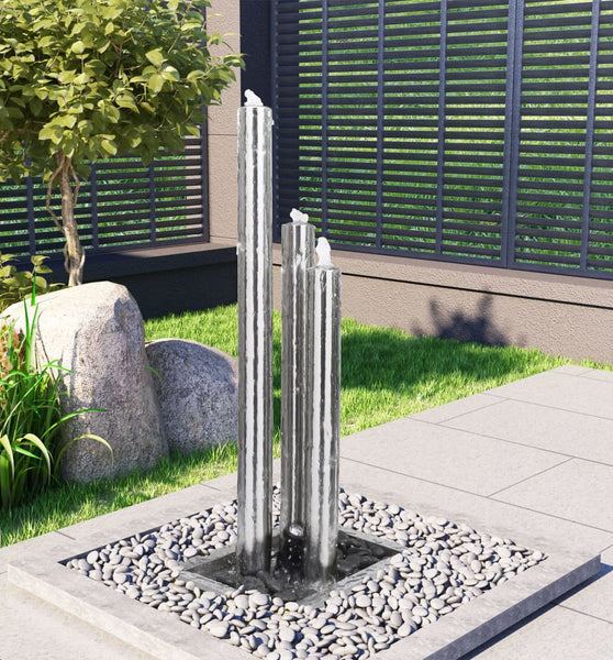 Gartenbrunnen Silbern 48x34x123 cm Edelstahl