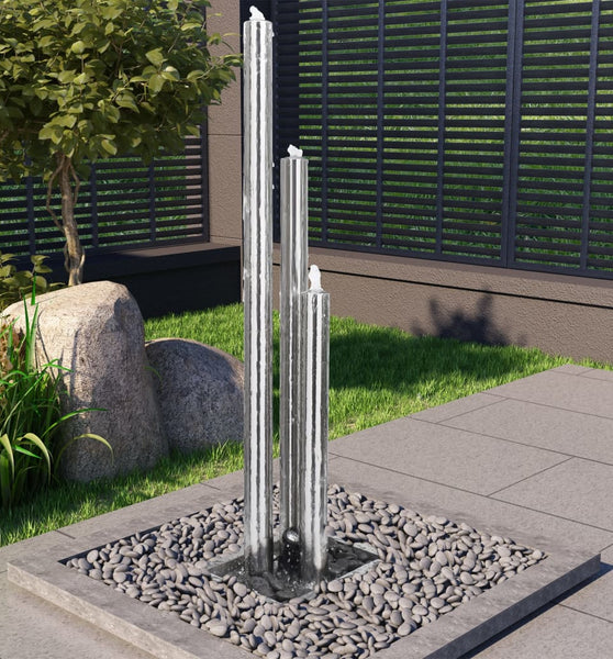 Gartenbrunnen Silbern 48x34x153 cm Edelstahl