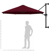 Sonnenschirm zur Wandmontage mit Metall-Mast 300cm Burgunderrot