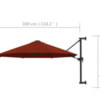 Sonnenschirm zur Wandmontage mit Metall-Mast 300 cm Terrakotta