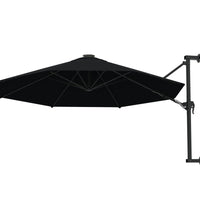 Sonnenschirm zur Wandmontage mit Metall-Mast 300 cm Schwarz