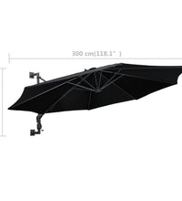 Sonnenschirm zur Wandmontage mit Metall-Mast 300 cm Schwarz