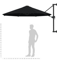 Sonnenschirm zur Wandmontage mit Metall-Mast 300 cm Schwarz