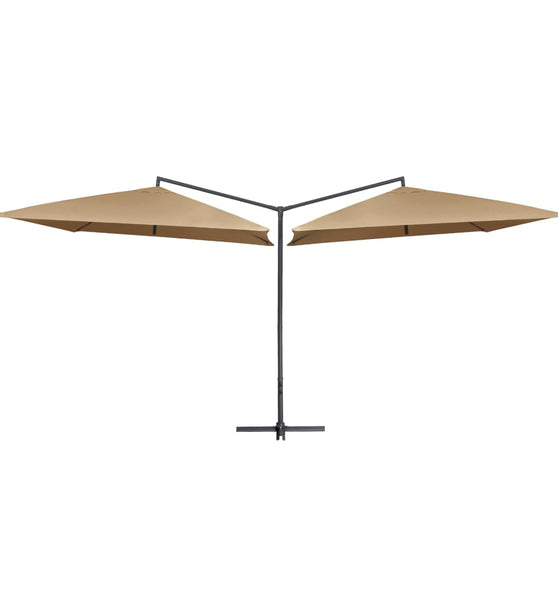 Doppel-Sonnenschirm mit Stahl-Mast 250x250 cm Taupe