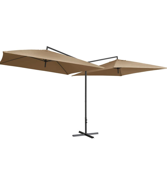 Doppel-Sonnenschirm mit Stahl-Mast 250x250 cm Taupe