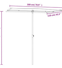 Sonnenschirm mit Aluminium-Mast 180x110 cm Anthrazit