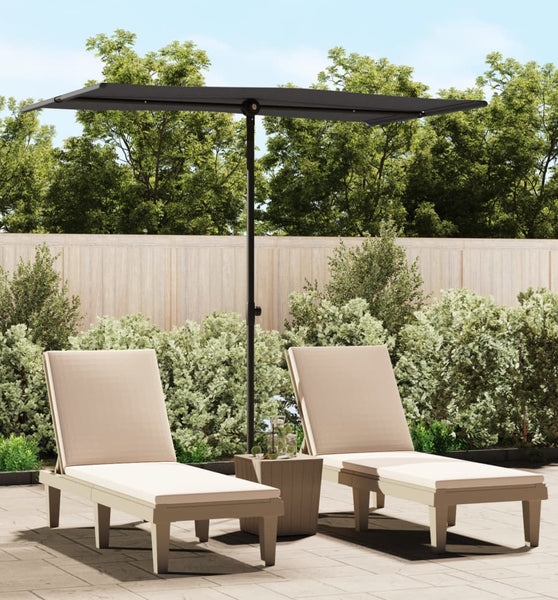 Sonnenschirm mit Aluminium-Mast 180x110 cm Schwarz