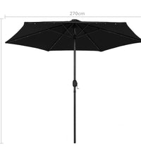 Sonnenschirm mit LED-Beleuchtung und Alu-Mast 270 cm Schwarz